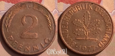 Германия 2 пфеннига 1977 года D, KM# 106a, 449-120