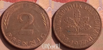 Германия 2 пфеннига 1977 года J, KM# 106a, 449-143