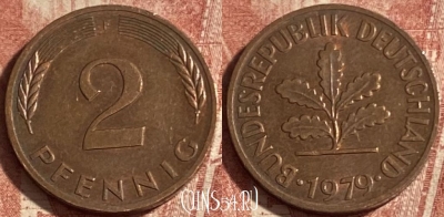 Германия 2 пфеннига 1979 года F, KM# 106a, 257p-068