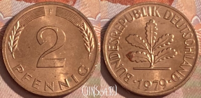 Германия 2 пфеннига 1979 F, KM# 106a, 472r-080 ♛