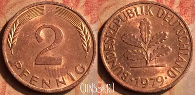 Германия 2 пфеннига 1979 года G, KM# 106a, 171n-004