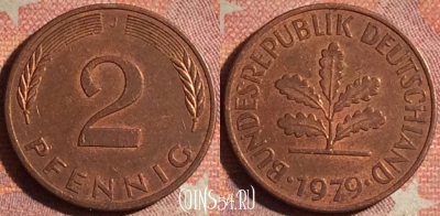 Германия 2 пфеннига 1979 года J, KM# 106a, 178i-057