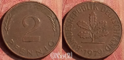 Германия 2 пфеннига 1979 года J, KM# 106a, 388n-128