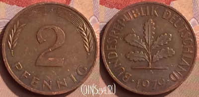 Германия 2 пфеннига 1979 года J, KM# 106a, 449-106