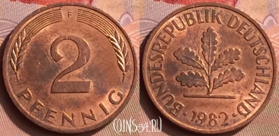 Германия 2 пфеннига 1982 года F, KM# 106a, 444-019