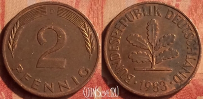 Германия 2 пфеннига 1983 года D, KM# 106a, 049n-006