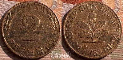 Германия 2 пфеннига 1983 F, KM# 106a, 157s-039