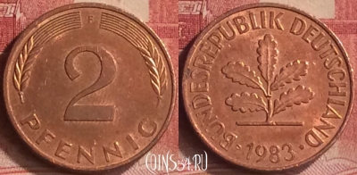 Германия 2 пфеннига 1983 года F, KM# 106a, 184m-020