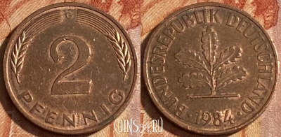 Германия 2 пфеннига 1984 G, KM# 106a, 462r-255