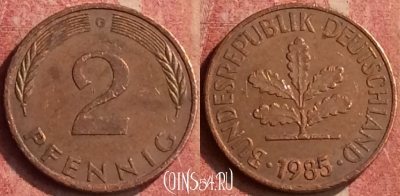 Германия 2 пфеннига 1985 года G, KM# 106a, 426-090