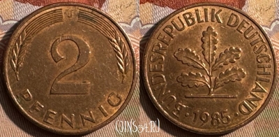 Германия 2 пфеннига 1985 J, KM# 106a, 427s-097