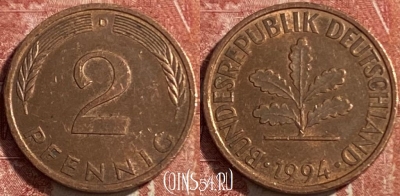 Германия 2 пфеннига 1994 D, KM# 106a, 475р-141
