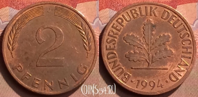Германия 2 пфеннига 1994 года J, KM# 106a, 428-016
