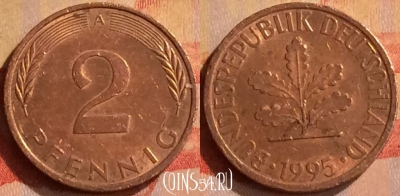 Германия 2 пфеннига 1995 года A, KM# 106a, 329n-079