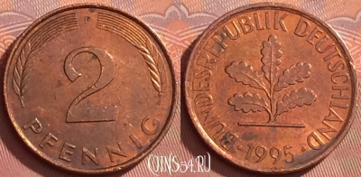 Германия 2 пфеннига 1995 года F, KM# 106a, 283l-121