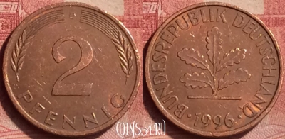 Германия 2 пфеннига 1996 года D, KM# 106a, 051l-023