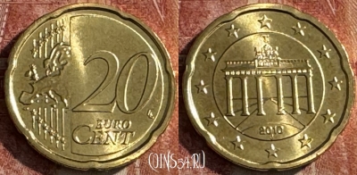 Германия 20 евроцентов 2010 J, KM# 255, UNC, 507s-064