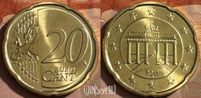 Германия 20 евроцентов 2011 G, KM# 255, UNC, 512s-007