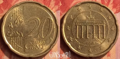 Германия 20 евроцентов 2018 года A, KM# 211, 066n-023