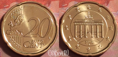 Германия 20 евроцентов 2018 A, KM# 255, UNC, 067k-089