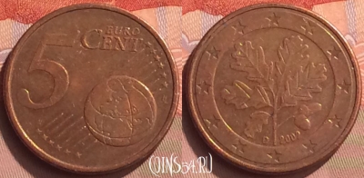 Германия 5 евроцентов 2002 года D, KM# 209, 077o-077