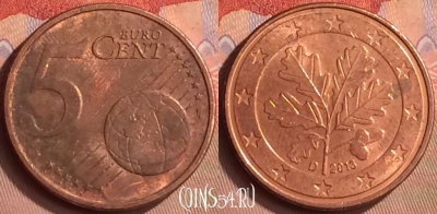 Германия 5 евроцентов 2013 года D, KM# 209, 412-038