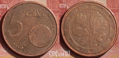Германия 5 евроцентов 2002 года F, KM# 209, 176l-085