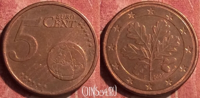 Германия 5 евроцентов 2002 года F, KM# 209, 408-041