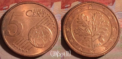 Германия 5 евроцентов 2004 года D, KM# 209, 078c-099