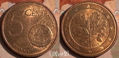 Германия 5 евроцентов 2005 D, KM# 209, 140s-009
