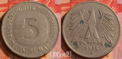 Германия 5 марок 1975 года D, KM# 140.1, 152o-008