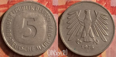 Германия 5 марок 1975 года G, KM# 140.1, 151o-143