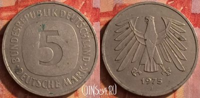 Германия 5 марок 1975 года J, KM# 140.1, 152o-001