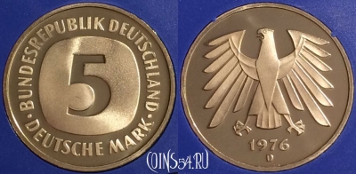 Германия 5 марок 1976 года D, KM# 140.1, PROOF, 401o-077