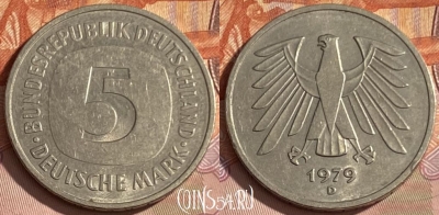 Германия 5 марок 1979 года D, KM# 140.1, 350p-055