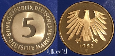 Германия 5 марок 1982 года D, KM# 140.1, PROOF, 401o-049