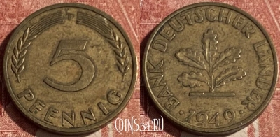 Германия 5 пфеннигов 1949 F, KM# 102, 150q-054