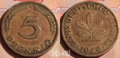 Германия 5 пфеннигов 1949 года G, KM# 102, 446-071