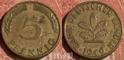 Германия 5 пфеннигов 1949 J, KM# 102, 176q-120