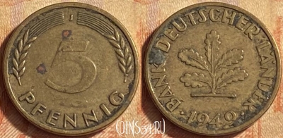 Германия 5 пфеннигов 1949 года J, KM# 102, 448o-058