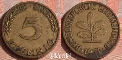 Германия 5 пфеннигов 1950 года F, KM# 107, 309o-039