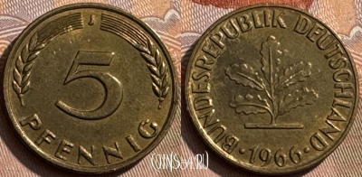 Германия 5 пфеннигов 1966 J, KM# 107, 310s-038 ♛