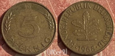 Германия 5 пфеннигов 1968 G, KM# 107, 054p-130