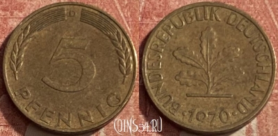 Германия 5 пфеннигов 1970 D, KM# 107, 241q-091