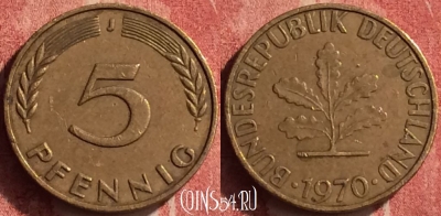 Германия 5 пфеннигов 1970 года J, KM# 107, 370n-037