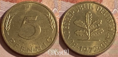 Германия 5 пфеннигов 1972 J, KM# 107, 388p-075