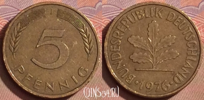Германия 5 пфеннигов 1976 года J, KM# 107, 105l-090