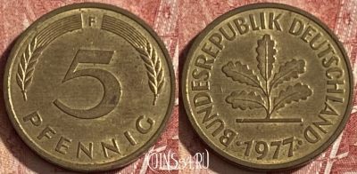 Германия 5 пфеннигов 1977 F, KM# 107, 076q-007