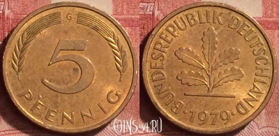 Германия 5 пфеннигов 1979 года G, KM# 107, 264l-007