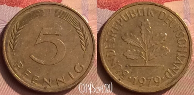 Германия 5 пфеннигов 1979 года J, KM# 107, 444-062